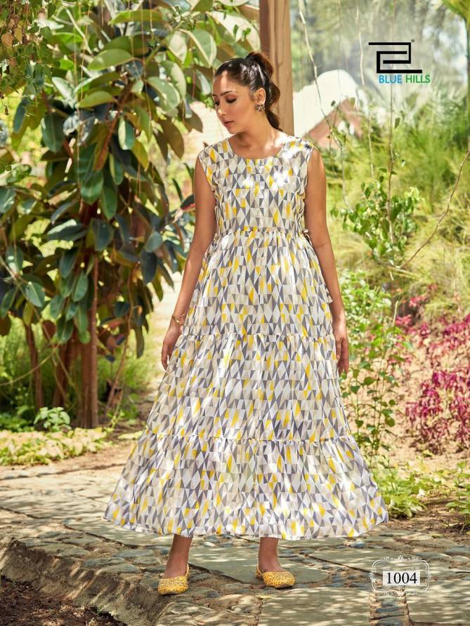 Blue Hills Beach Way Fancy Party Wear Long Gown Style Kurti Collection
